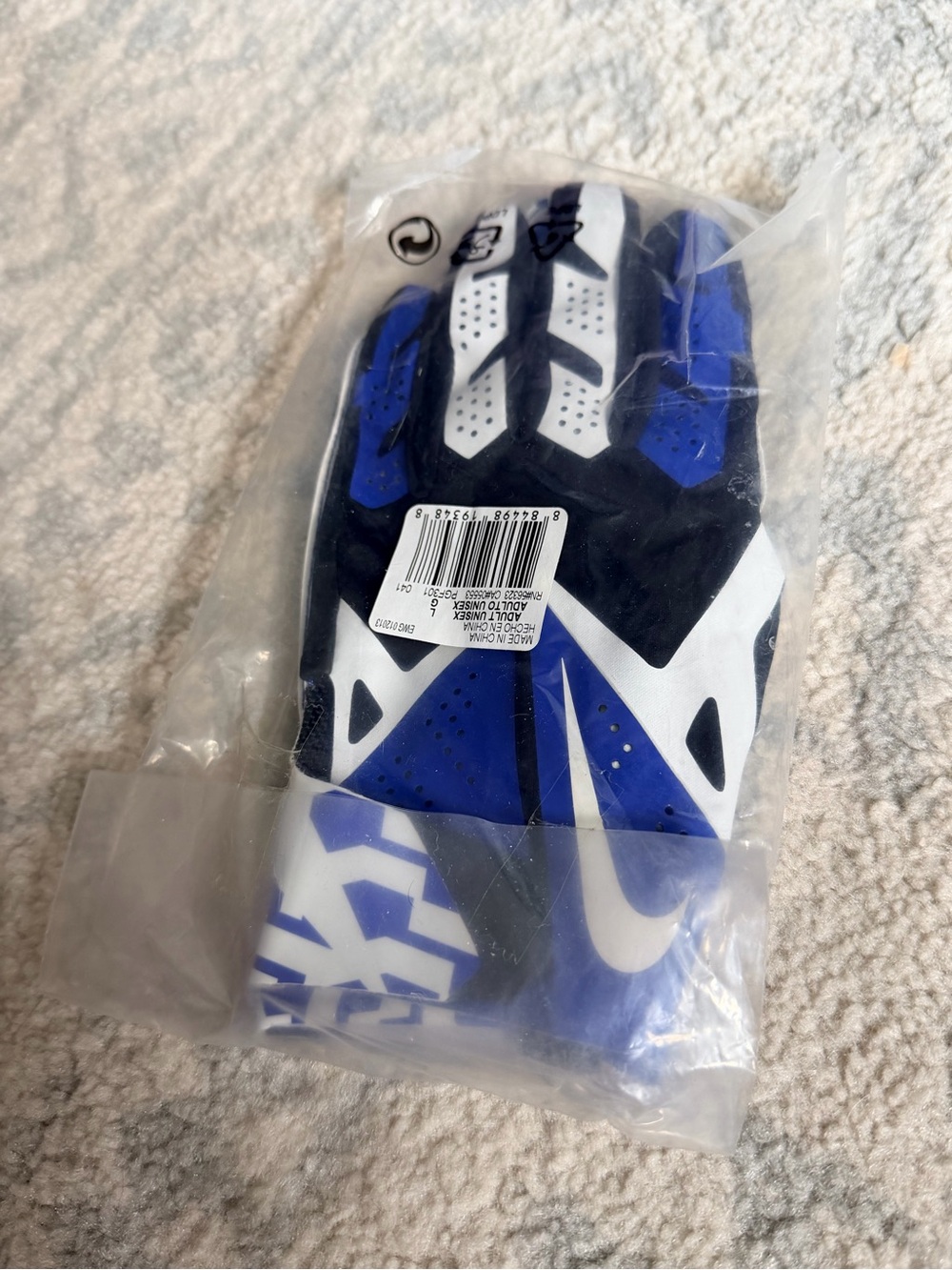 Nike Vapor Fly Blue and Black football gloves